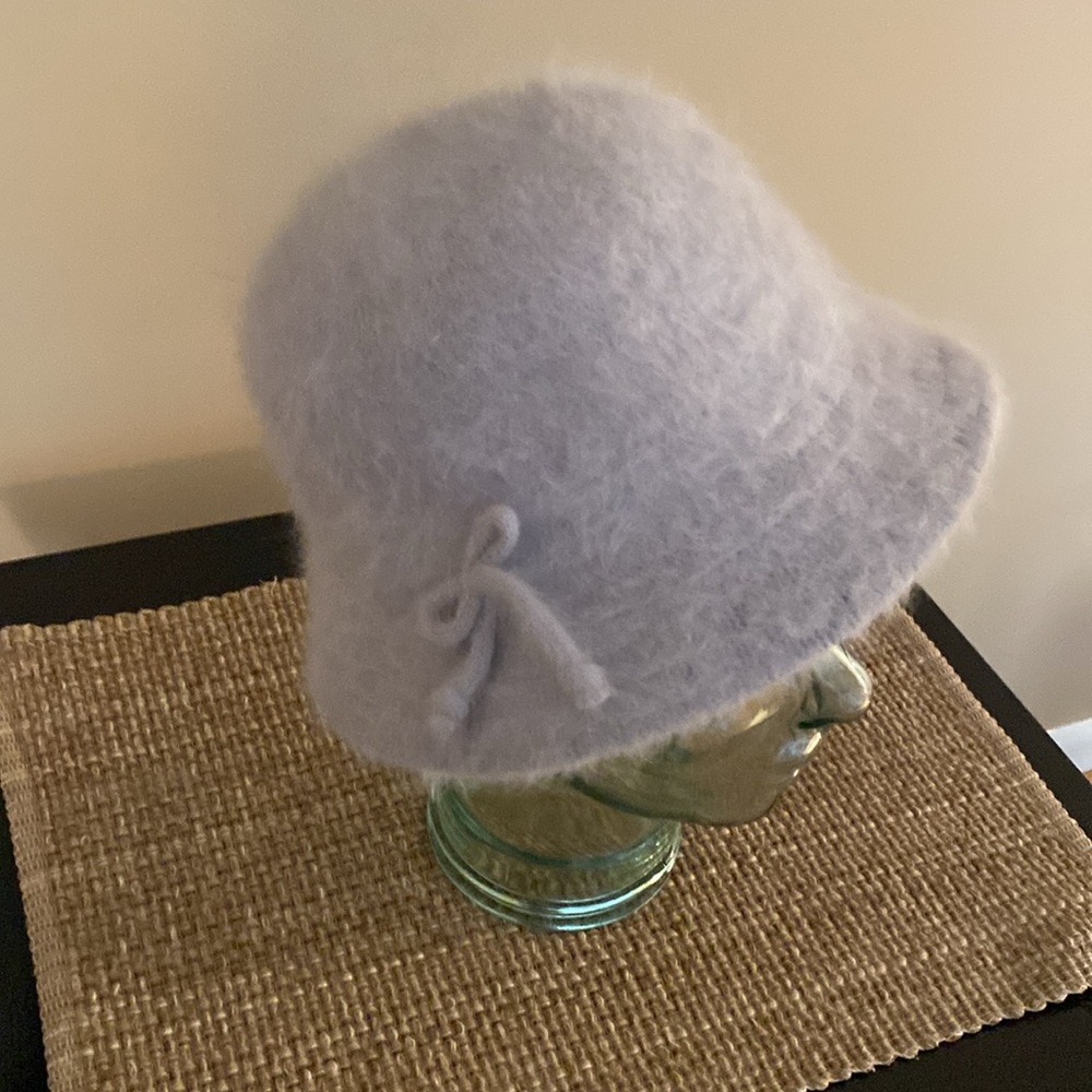 Angora Rabbit Hair Blend Bucket Hat in Soft Silver - Picture 4 of 15